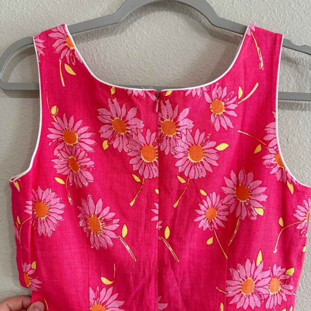 Vintage Lilly Pulitzer Pink Floral Daisy Linen Cotton Shift Dress Size 2 Preppy - Picture 5 of 6